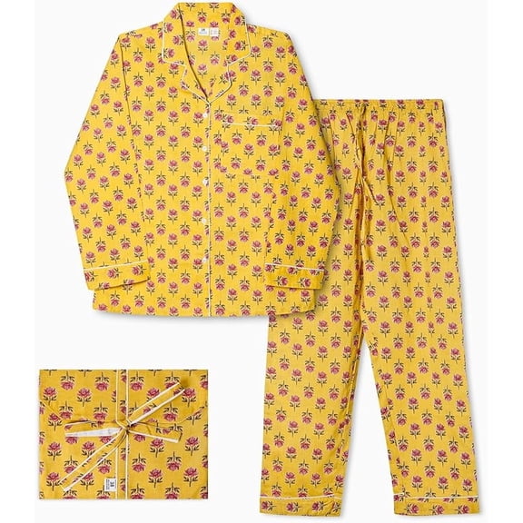 Womens Pajama Sets - Premium Pajamas for Women Set, Soft & Comfortable Two Piece Sets for Women Sleepwear, Stylish Pijamas de Mujer, Perfect PJ Sets (YELLOW, XXL)