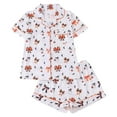 thumbnail image 1 of Womens Pajama Sets Printed Lapel Notch Collar Pumpkin Ghost Short Sleeve Shirt Shorts Loungewear Women'S Sleepwear,White,M, 1 of 9