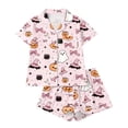 thumbnail image 1 of Womens Pajama Sets Pumpkin Print Satin Funny Short Sleeve Fall Pajama Sets for Women 2 Piece, 1 of 7
