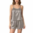 thumbnail image 1 of Womens Pajama Sets Shiny Sleeveless Tank Elastic Shorts 2 Piece Loungewear Pajamas for Women Set, 1 of 5