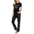thumbnail image 1 of Womens Pajama Sets Short Sleeve Tops with Long Pants Sleepwear Lounge Set with Pocket, 1 of 4
