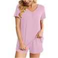 thumbnail image 1 of Womens Pajama Sets Shorts Summer Short Sleeve Soft Pj Set Ladies Pajamas 2 Piece Lounge Sleepwear with Pockets, 1 of 5