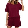 thumbnail image 1 of Womens Pajama Sets Shorts Summer Short Sleeve Soft Pj Set Ladies Pajamas 2 Piece Lounge Sleepwear with Pockets, 1 of 6