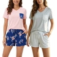thumbnail image 1 of Womens Pajama Sets Soft T-shirt and shorts Sleepwear Sets size L, 1 of 5