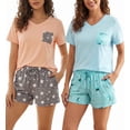 thumbnail image 1 of Womens Pajama Sets Soft T-shirt and shorts Sleepwear Sets size M, 1 of 5