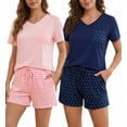 thumbnail image 1 of Womens Pajama Sets Soft T-shirt and shorts Sleepwear Sets size XL, 1 of 5