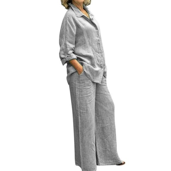 Womens Pajama Sets Summer Long Sleeve Solid Color Tops With Pants Two Piece Women Pajamas & Loungewear Nightwear