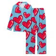 thumbnail image 1 of Womens Pajama Sets Trendy 2 Piece Valentines Day Print V Neck Button Long Sleeve Set Sleepwear Fall Fashion,Sky Blue,M, 1 of 5