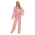 thumbnail image 1 of Womens Pajama Sets Trendy Leopard Long Sleeve Belt Long Pants Womens Sleepwear,A4-Light Pink,XL, 1 of 9