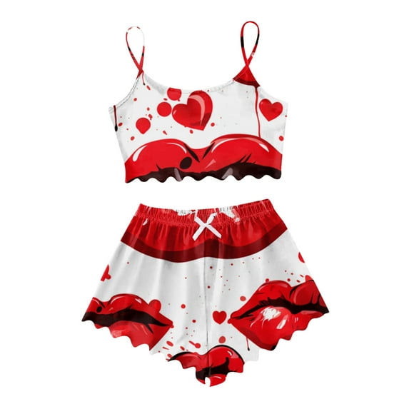 Womens Pajama Sets – Two Piece Sets Designed for Comfort, Relaxation and Everyday Wear Women's Heart Print Casual Pajama Shorts Set