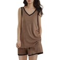 thumbnail image 1 of Womens Pajama Sets – Two Piece with Stylish Fit for Recovery Days Home Office or Nighttime Routines Women's Summer Ice Silk Ribbed Padded Vest With Plus Size Thin And Comfortable & Sleepwear Set, 1 of 9