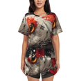 thumbnail image 1 of Womens Pajama Sets With Pocket, Abstract Red Koi Fish Art Lounge Sets Short Sleeve Sleepwear PJ Sets for Women, 1 of 6