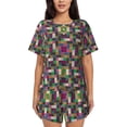 thumbnail image 1 of Womens Pajama Sets With Pocket, Abstract color pattern Lounge Sets Short Sleeve Sleepwear PJ Sets for Women, 1 of 6