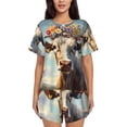 thumbnail image 1 of Womens Pajama Sets With Pocket, Artistic Flower Butterfly Cow Lounge Sets Short Sleeve Sleepwear PJ Sets for Women, 1 of 6