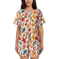 thumbnail image 1 of Womens Pajama Sets With Pocket, Autumn Leaves Lounge Sets Short Sleeve Sleepwear PJ Sets for Women, 1 of 6