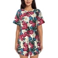 thumbnail image 1 of Womens Pajama Sets With Pocket, Beautiful flower Lounge Sets Short Sleeve Sleepwear PJ Sets for Women, 1 of 6