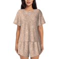 thumbnail image 1 of Womens Pajama Sets With Pocket, Beige Sparkling Glitter Lounge Sets Short Sleeve Sleepwear PJ Sets for Women, 1 of 6
