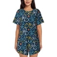 thumbnail image 1 of Womens Pajama Sets With Pocket, Bicycle Colorful Lounge Sets Short Sleeve Sleepwear PJ Sets for Women, 1 of 6