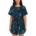 thumbnail image 1 of Womens Pajama Sets With Pocket, Blue Astronaut Space Doodles Lounge Sets Short Sleeve Sleepwear PJ Sets for Women, 1 of 6