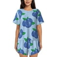 thumbnail image 1 of Womens Pajama Sets With Pocket, Blueberry Print blue Lounge Sets Short Sleeve Sleepwear PJ Sets for Women, 1 of 6