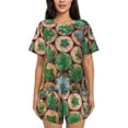 thumbnail image 1 of Womens Pajama Sets With Pocket, Cactus 4 Lounge Sets Short Sleeve Sleepwear PJ Sets for Women, 1 of 6