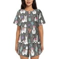 thumbnail image 1 of Womens Pajama Sets With Pocket, Cartoon Funny Cute Alpaca Lounge Sets Short Sleeve Sleepwear PJ Sets for Women, 1 of 6