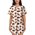 thumbnail image 1 of Womens Pajama Sets With Pocket, Chocolate Pattern No.9037 Lounge Sets Short Sleeve Sleepwear PJ Sets for Women, 1 of 6
