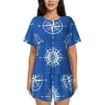 thumbnail image 1 of Womens Pajama Sets With Pocket, Compass Lounge Sets Short Sleeve Sleepwear PJ Sets for Women, 1 of 6