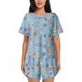thumbnail image 1 of Womens Pajama Sets With Pocket, Conch Shells Print No.904 Lounge Sets Short Sleeve Sleepwear PJ Sets for Women, 1 of 6