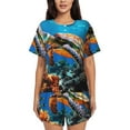 thumbnail image 1 of Womens Pajama Sets With Pocket, Coral Sea Turtle Lounge Sets Short Sleeve Sleepwear PJ Sets for Women, 1 of 6