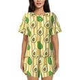 thumbnail image 1 of Womens Pajama Sets With Pocket, Cute Avocado Yellow Stripe Lounge Sets Short Sleeve Sleepwear PJ Sets for Women, 1 of 6