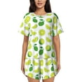 thumbnail image 1 of Womens Pajama Sets With Pocket, Cute Limes Green Leaves Lounge Sets Short Sleeve Sleepwear PJ Sets for Women, 1 of 6