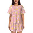 thumbnail image 1 of Womens Pajama Sets With Pocket, Cute Sweet Banana Pink Lounge Sets Short Sleeve Sleepwear PJ Sets for Women, 1 of 6