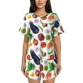 thumbnail image 1 of Womens Pajama Sets With Pocket, Eggplant vegetable Lounge Sets Short Sleeve Sleepwear PJ Sets for Women, 1 of 6