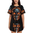 thumbnail image 1 of Womens Pajama Sets With Pocket, Flame Metal Skull Lounge Sets Short Sleeve Sleepwear PJ Sets for Women, 1 of 6