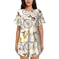 thumbnail image 1 of Womens Pajama Sets With Pocket, Floral Bicycle Wedding Theme Lounge Sets Short Sleeve Sleepwear PJ Sets for Women, 1 of 6