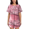 thumbnail image 1 of Womens Pajama Sets With Pocket, Glittering Pink Bathtub Lounge Sets Short Sleeve Sleepwear PJ Sets for Women, 1 of 6