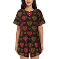 thumbnail image 1 of Womens Pajama Sets With Pocket, Gold Glitter Heart Lounge Sets Short Sleeve Sleepwear PJ Sets for Women, 1 of 6
