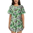 thumbnail image 1 of Womens Pajama Sets With Pocket, Green Gray Koala Print Lounge Sets Short Sleeve Sleepwear PJ Sets for Women, 1 of 6