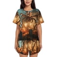 thumbnail image 1 of Womens Pajama Sets With Pocket, Halloween Spider Skull Monster Lounge Sets Short Sleeve Sleepwear PJ Sets for Women, 1 of 6