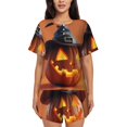 thumbnail image 1 of Womens Pajama Sets With Pocket, Halloween Witch Hat Pumpkin Cute Lounge Sets Short Sleeve Sleepwear PJ Sets for Women, 1 of 6
