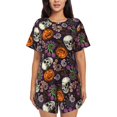 thumbnail image 1 of Womens Pajama Sets With Pocket, Halloween With Skull Lounge Sets Short Sleeve Sleepwear PJ Sets for Women, 1 of 6