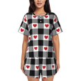 thumbnail image 1 of Womens Pajama Sets With Pocket, Heart Black Buffalo Plaid Gingham Lounge Sets Short Sleeve Sleepwear PJ Sets for Women, 1 of 6