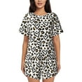 thumbnail image 1 of Womens Pajama Sets With Pocket, Heart leopard print Lounge Sets Short Sleeve Sleepwear PJ Sets for Women, 1 of 6