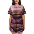 thumbnail image 1 of Womens Pajama Sets With Pocket, Lavender Fields Mirror Cube Lounge Sets Short Sleeve Sleepwear PJ Sets for Women, 1 of 6