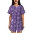 thumbnail image 1 of Womens Pajama Sets With Pocket, Lavender Flowers Purple White Lounge Sets Short Sleeve Sleepwear PJ Sets for Women, 1 of 6