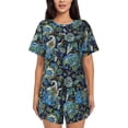 thumbnail image 1 of Womens Pajama Sets With Pocket, Paisley Pattern Blue Green Lounge Sets Short Sleeve Sleepwear PJ Sets for Women, 1 of 6
