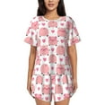 thumbnail image 1 of Womens Pajama Sets With Pocket, Pink Cartoon Cute Pig Heart Lounge Sets Short Sleeve Sleepwear PJ Sets for Women, 1 of 6