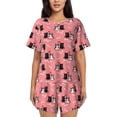 thumbnail image 1 of Womens Pajama Sets With Pocket, Pink Cute Couple Cats Love Bones Lounge Sets Short Sleeve Sleepwear PJ Sets for Women, 1 of 6
