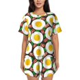thumbnail image 1 of Womens Pajama Sets With Pocket, Poached Eggs Bacon Rosemary Lounge Sets Short Sleeve Sleepwear PJ Sets for Women, 1 of 6